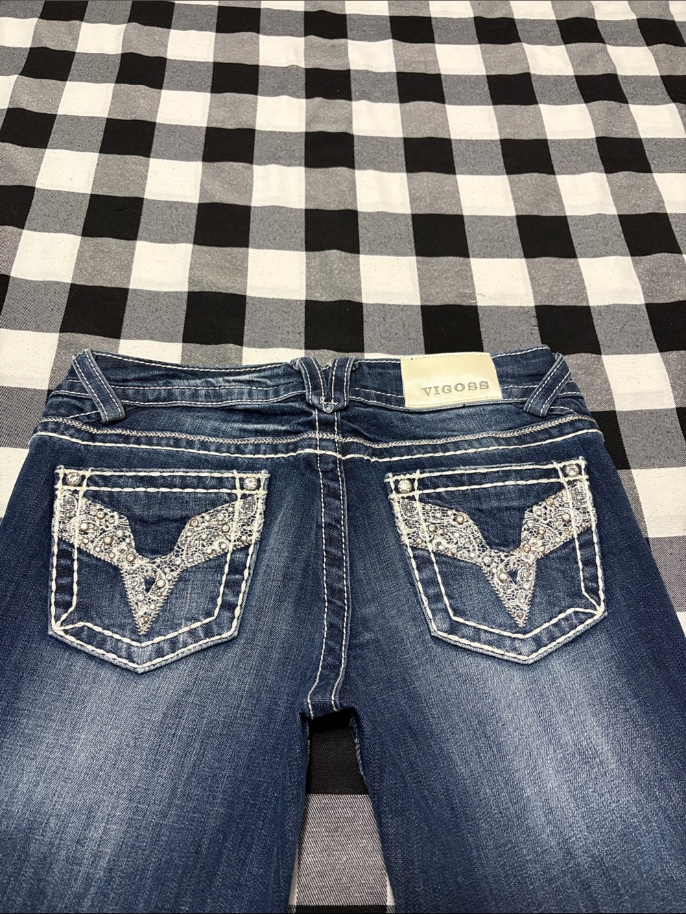 Vigoss The Chelsea Capri Jeans Women Size 3/4 x 21 Embellished Stretch Metallic